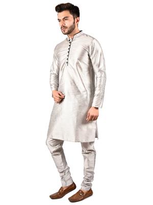 printcultr solid grey dupain kurta pyjama - 17836031 - Standard Image - 3