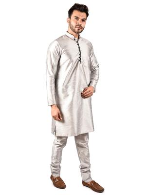 printcultr solid grey dupain kurta pyjama - 17836031 - Standard Image - 4