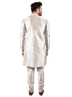 printcultr solid grey dupain kurta pyjama - 17836031 - Standard Image - 5