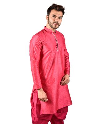 printcultr solid pink dupain silk kurta - 17836041 - Standard Image - 4