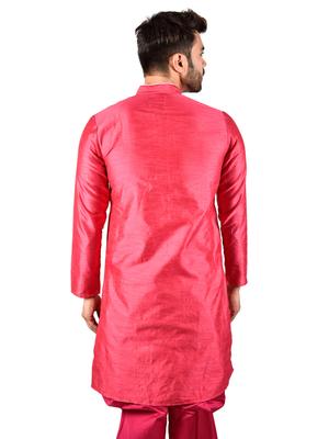 printcultr solid pink dupain silk kurta - 17836041 - Standard Image - 5