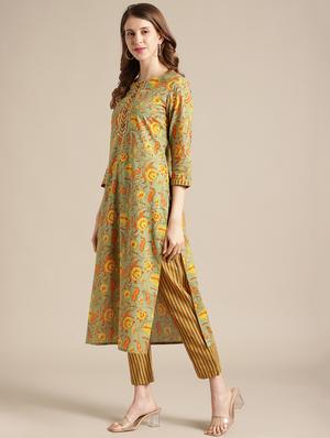 olive cotton suit set - 17836080 - Standard Image - 2