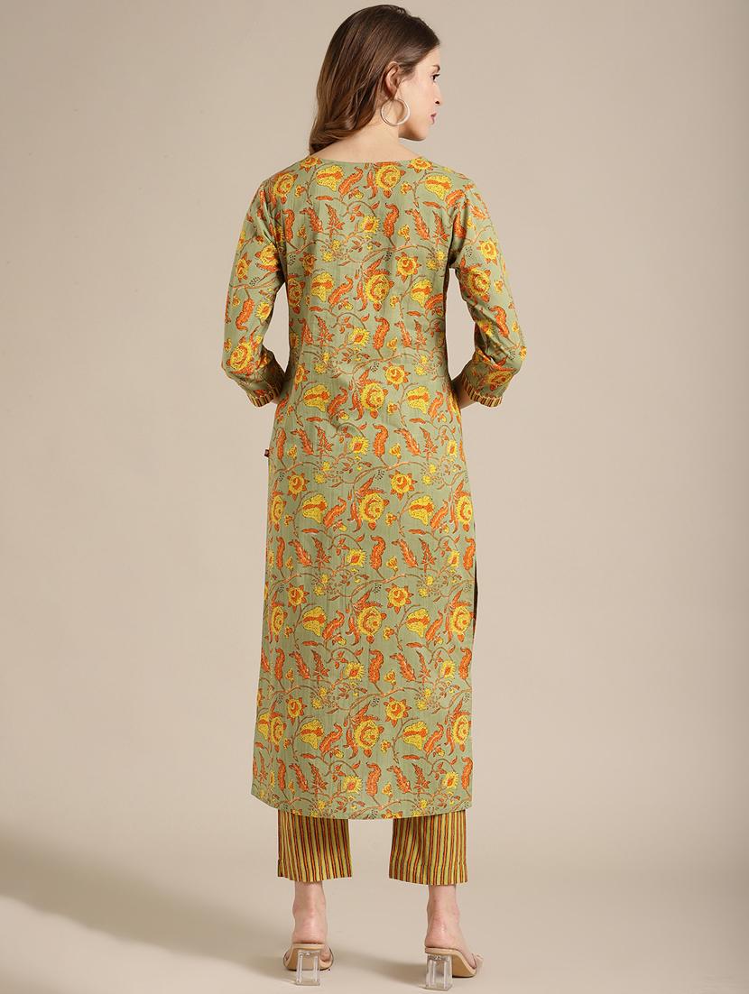 olive cotton suit set - 17836080 - Zoom Image - 3