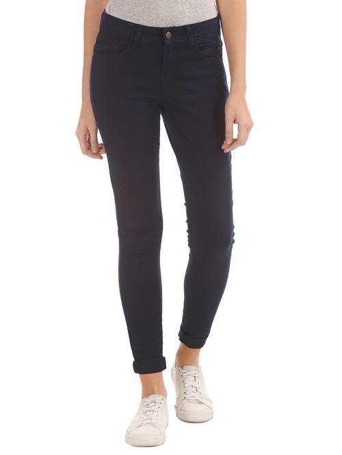 mid rise solid denim jeans - 17836131 - Standard Image - 1