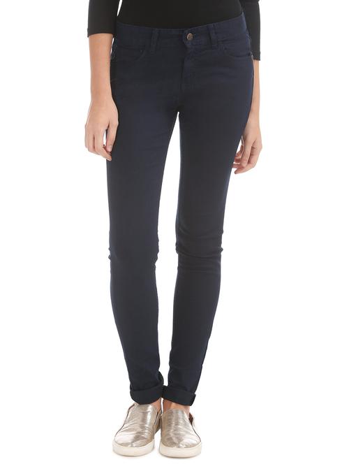 mid rise solid denim jeans - 17836137 - Standard Image - 1