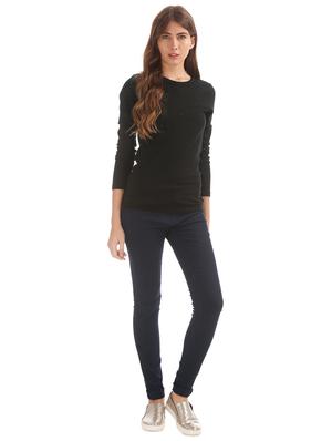 mid rise solid denim jeans - 17836137 - Standard Image - 4
