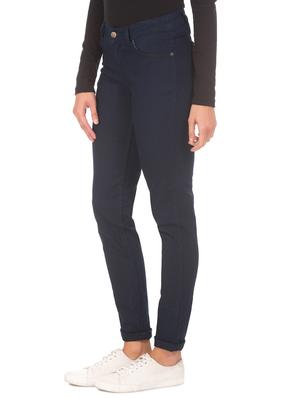 mid rise solid denim jeans - 17836162 - Standard Image - 2
