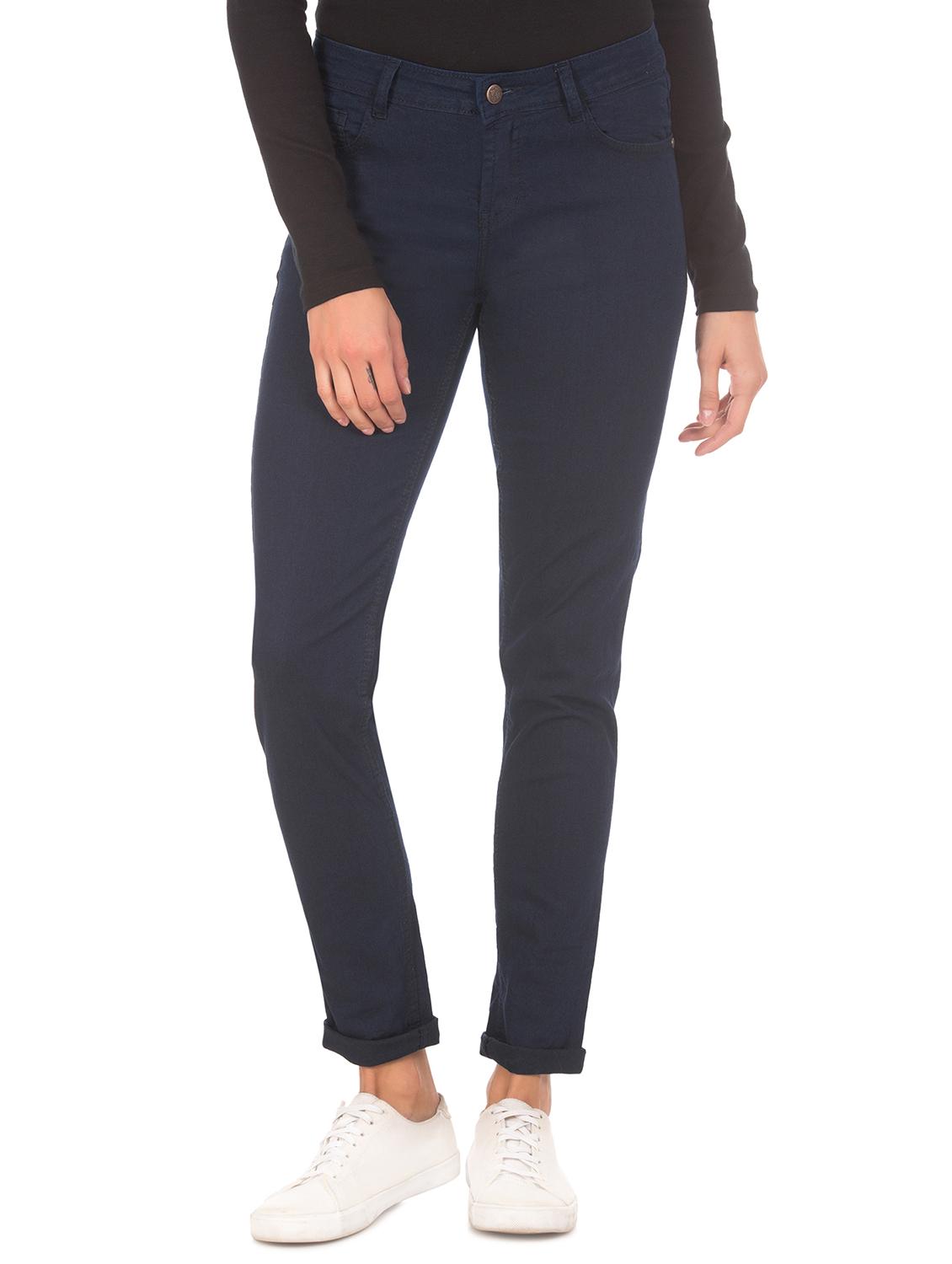 mid rise solid denim jeans - 17836162 - Zoom Image - 1