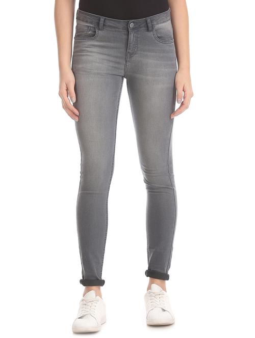 mid rise stone washed denim jeans - 17836241 - Standard Image - 1