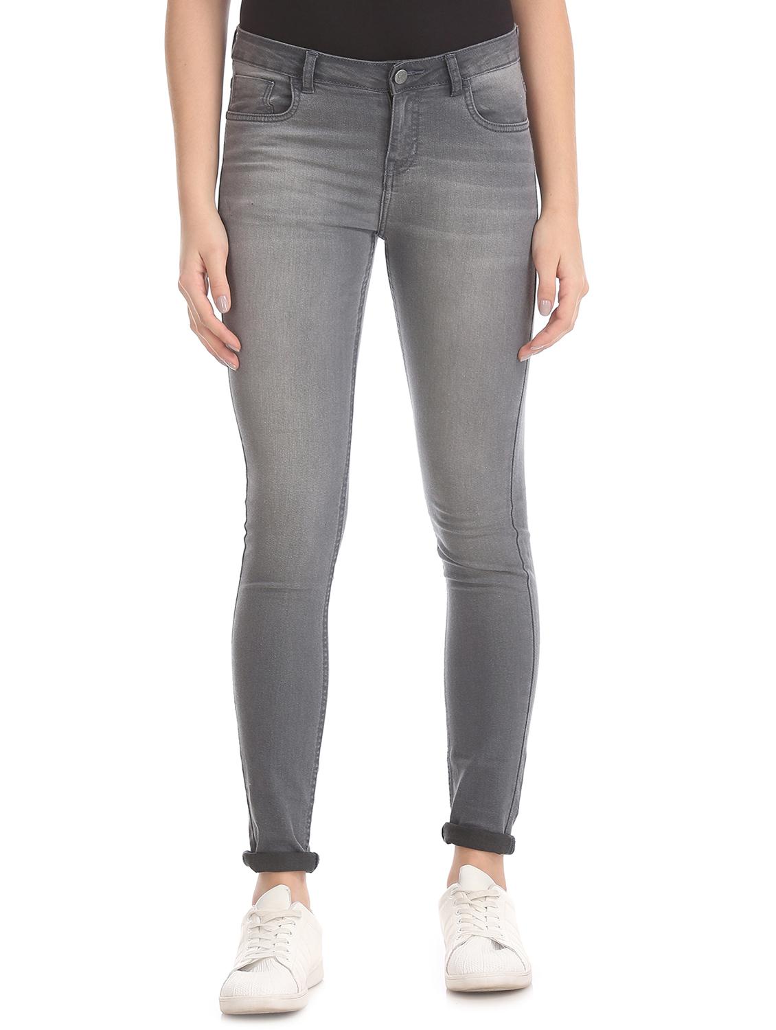 mid rise stone washed denim jeans - 17836241 - Zoom Image - 1