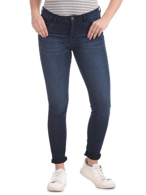 mid rise stone washed denim jeans - 17836245 - Standard Image - 1