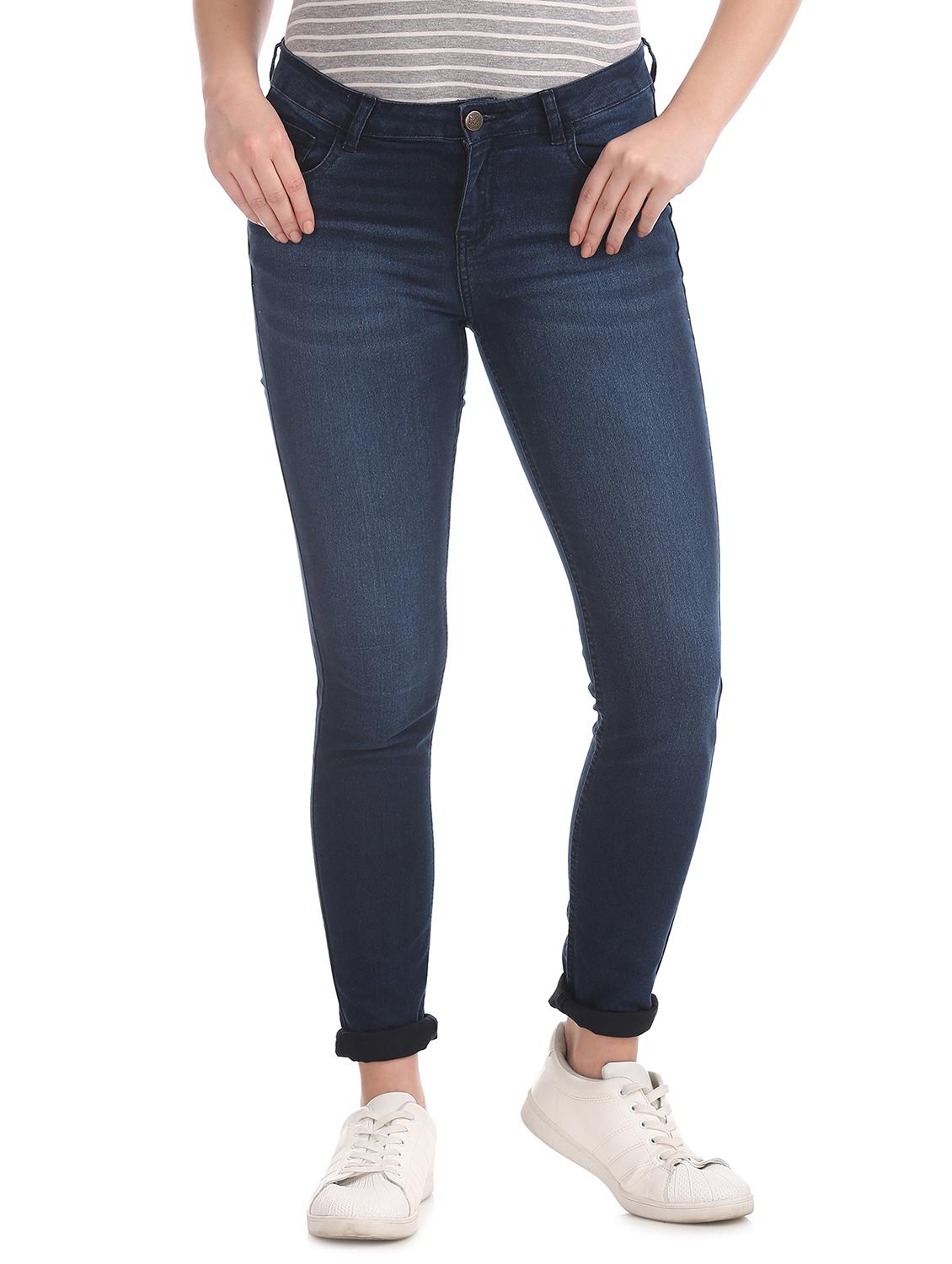 mid rise stone washed denim jeans - 17836245 - Zoom Image - 1