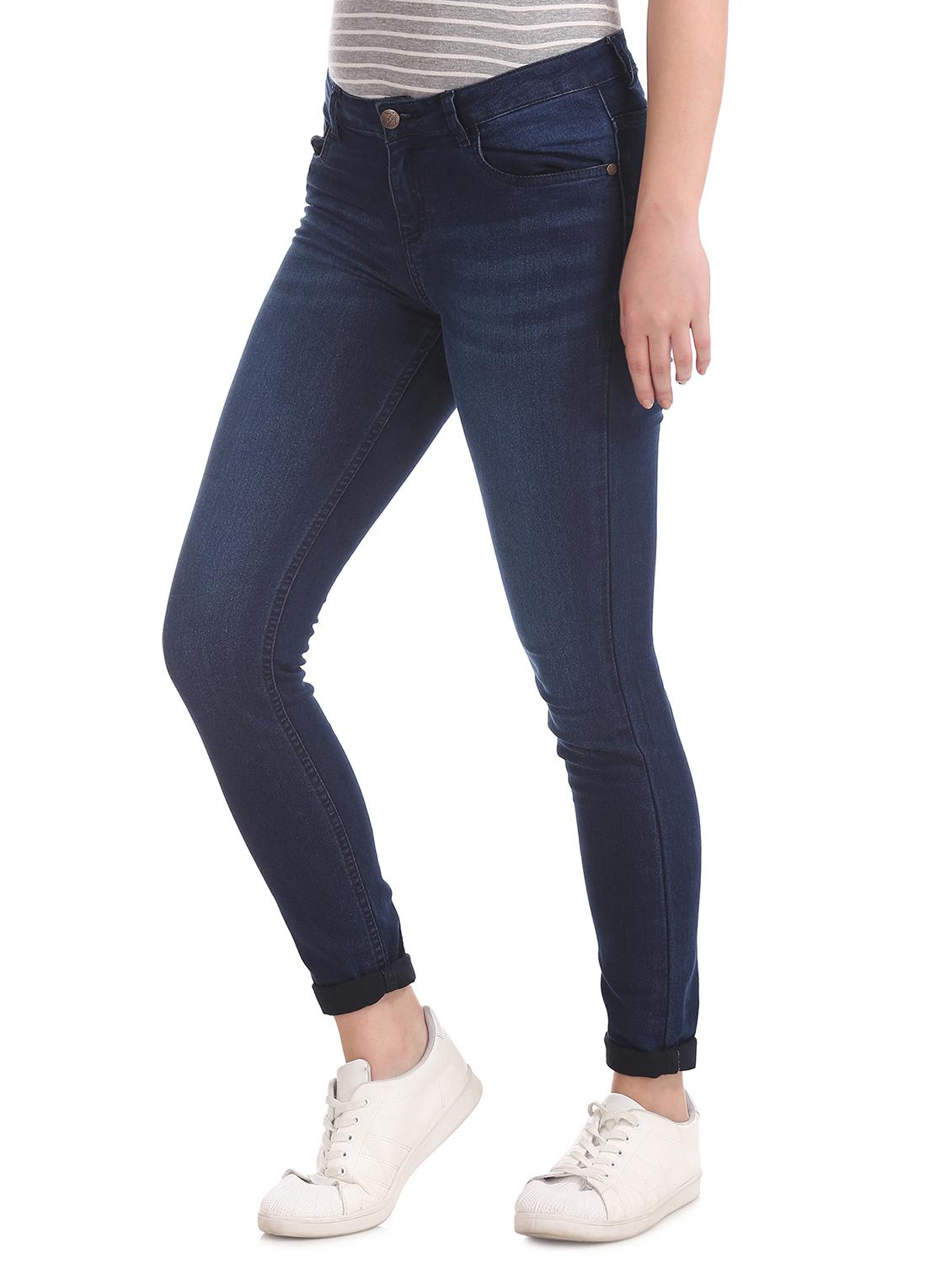 mid rise stone washed denim jeans - 17836245 - Zoom Image - 2