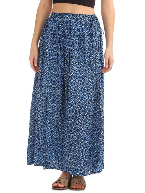 blue rayon aline skirt - 17836309 - Standard Image - 1
