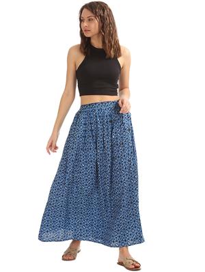 blue rayon aline skirt - 17836309 - Standard Image - 4
