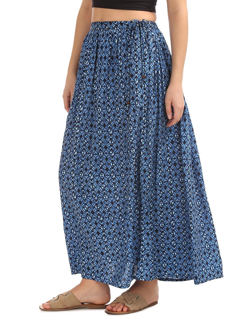 blue rayon aline skirt - 17836309 - Zoom Image - 2