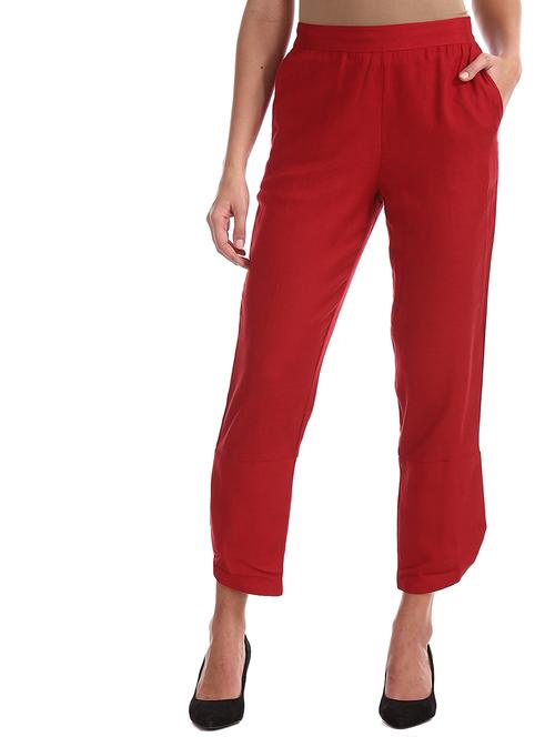 mid rise solid flat front trouser - 17836329 - Very Small Image - 1