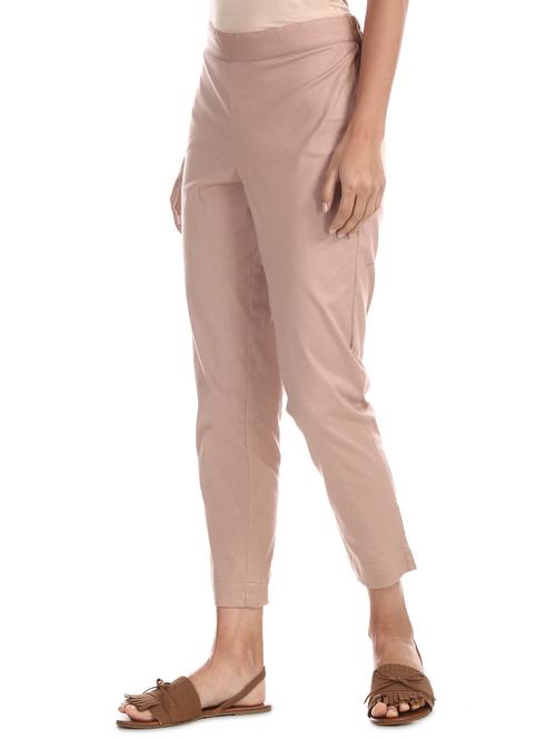 beige cotton straight tapered pant - 17836377 - Standard Image - 1