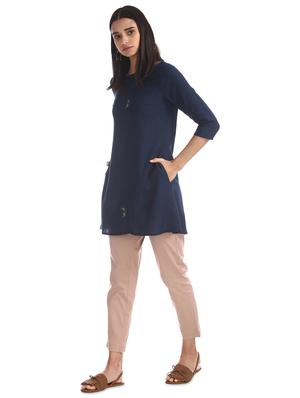 beige cotton straight tapered pant - 17836377 - Standard Image - 4