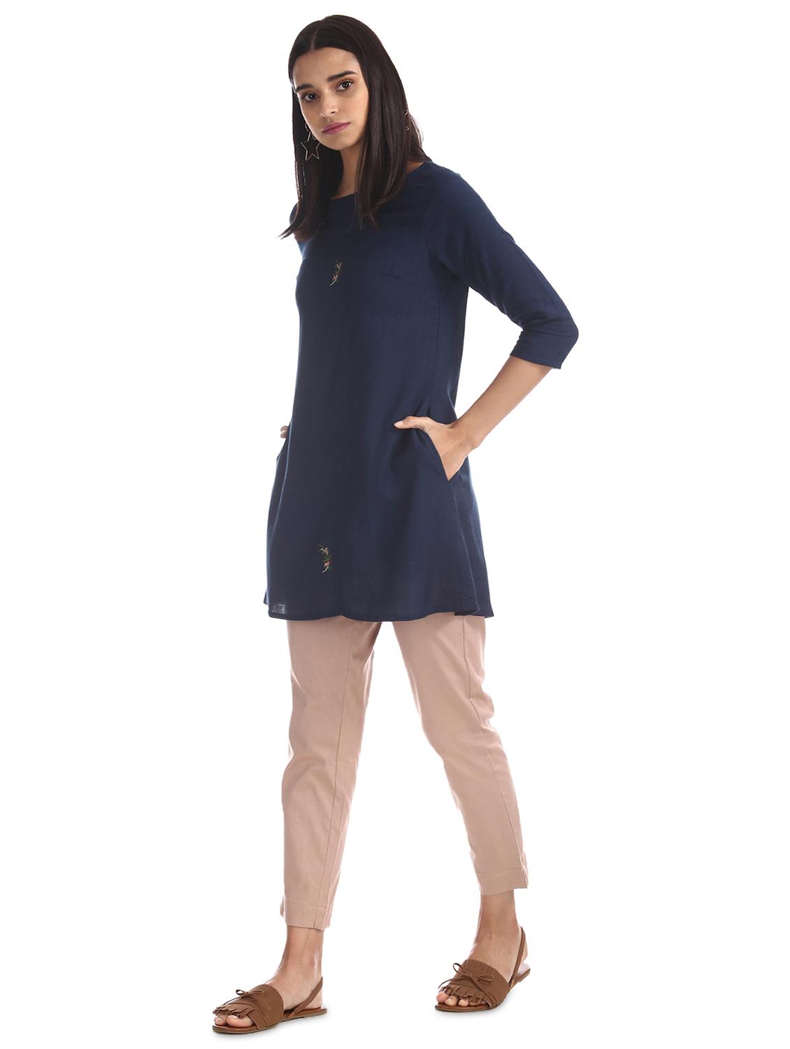 beige cotton straight tapered pant - 17836377 - Zoom Image - 4