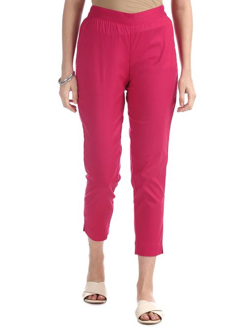 pink cotton straight tapered pant - 17836378 - Standard Image - 1