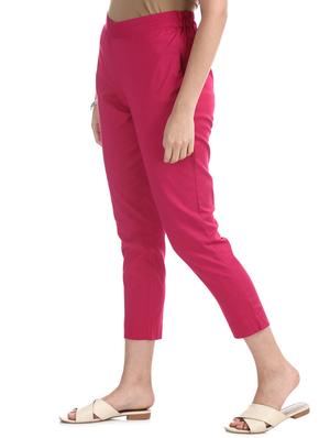 pink cotton straight tapered pant - 17836378 - Standard Image - 2