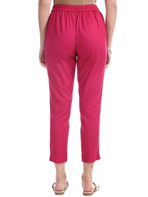 pink cotton straight tapered pant - 17836378 - Standard Image - 3
