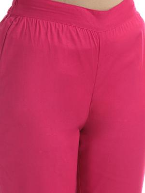 pink cotton straight tapered pant - 17836378 - Standard Image - 5