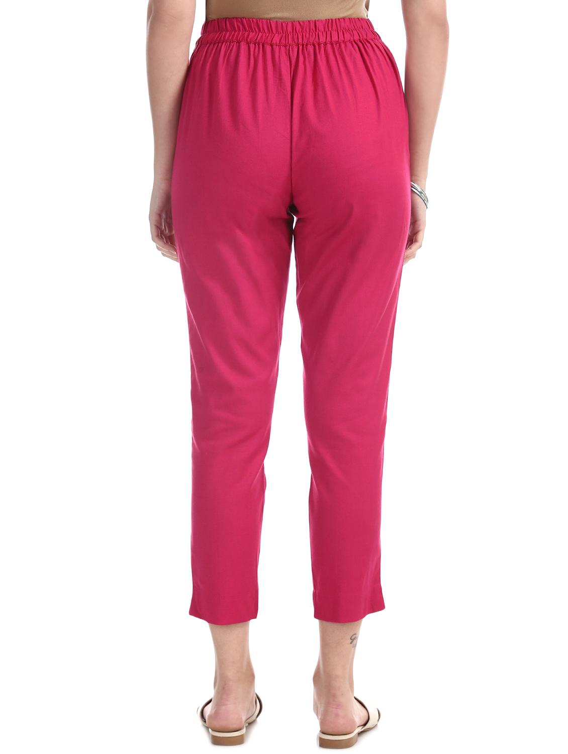 pink cotton straight tapered pant - 17836378 - Zoom Image - 3