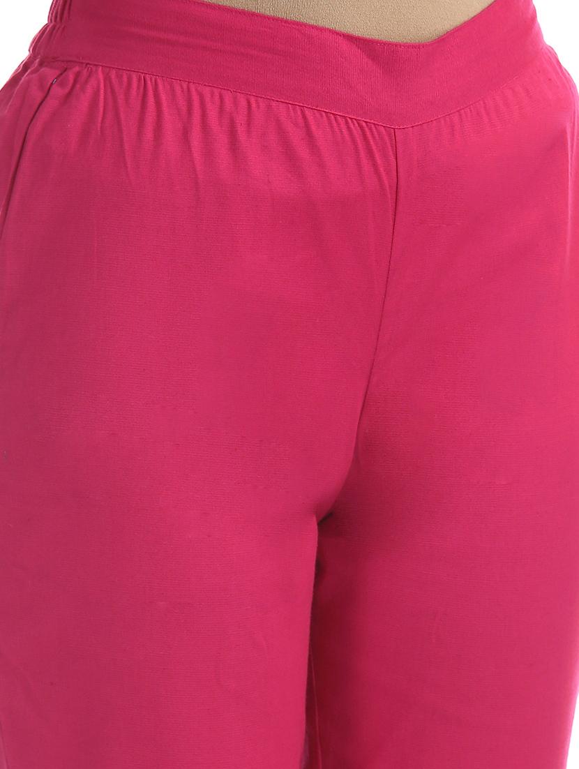 pink cotton straight tapered pant - 17836378 - Zoom Image - 5