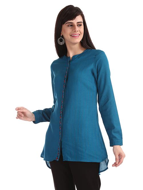 mandarin neck striped tunic - 17836503 - Standard Image - 1