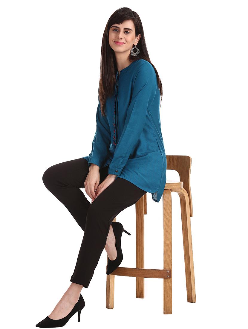mandarin neck striped tunic - 17836503 - Zoom Image - 3