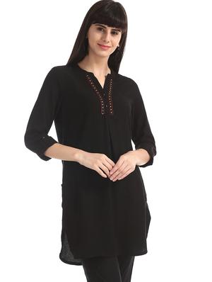 mandarin neck embroidered detail tunic - 17836505 - Standard Image - 2