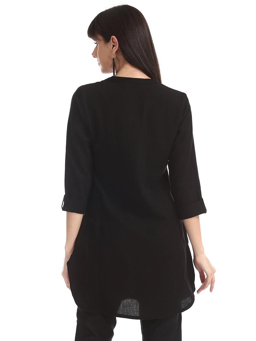 mandarin neck embroidered detail tunic - 17836505 - Zoom Image - 3