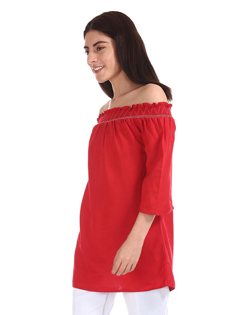 off shoulder solid tunic - 17836507 - Zoom Image - 2