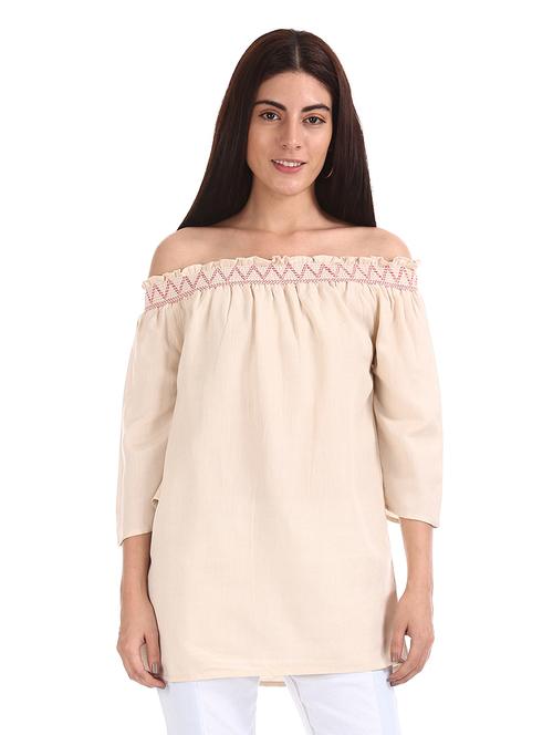 off shoulder solid tunic - 17836508 - Standard Image - 1