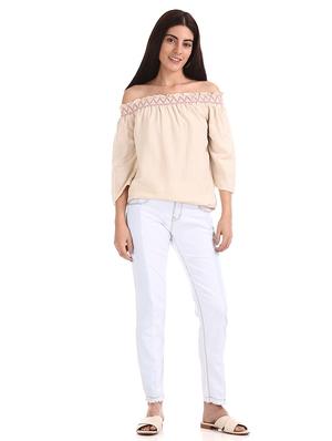 off shoulder solid tunic - 17836508 - Standard Image - 4