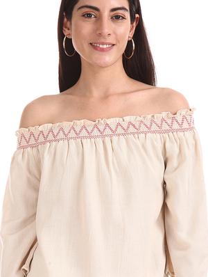 off shoulder solid tunic - 17836508 - Standard Image - 5