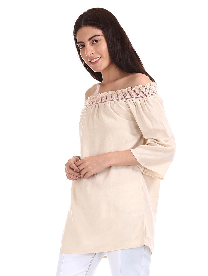 off shoulder solid tunic - 17836508 - Zoom Image - 2