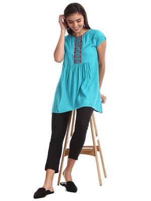 embroidered detail round neck tunic - 17836512 - Standard Image - 3