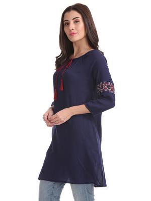 tie up neck regular tunic - 17836517 - Standard Image - 2