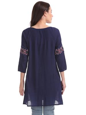 tie up neck regular tunic - 17836517 - Standard Image - 3
