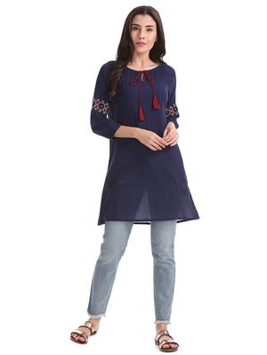 tie up neck regular tunic - 17836517 - Standard Image - 4