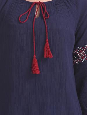 tie up neck regular tunic - 17836517 - Standard Image - 5