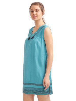 v-neck embroidered detail shift dress - 17836543 - Standard Image - 2