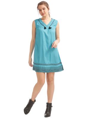v-neck embroidered detail shift dress - 17836543 - Standard Image - 4