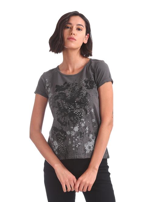 round neck printed tee - 17836728 - Very Small Image - 1