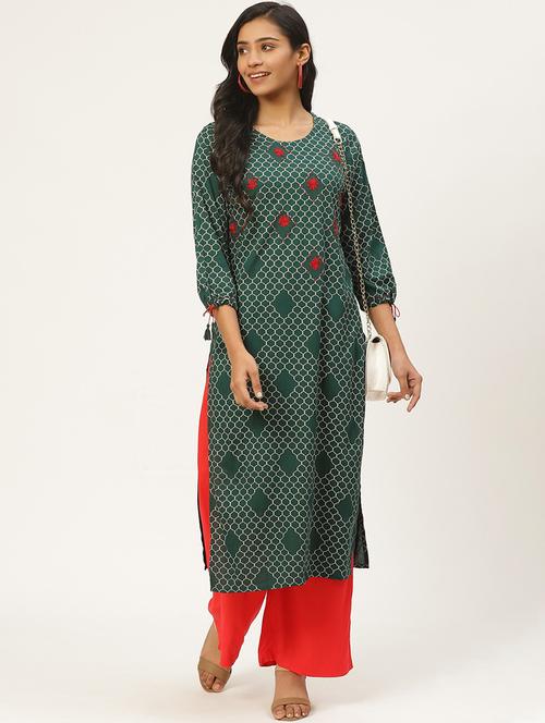 printed straight kurta - 17837130 - Standard Image - 1