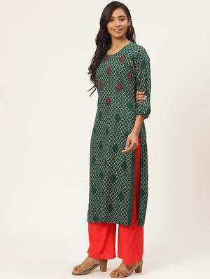 printed straight kurta - 17837130 - Standard Image - 2