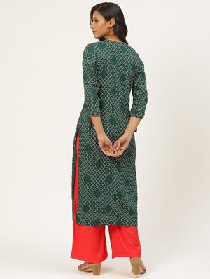 printed straight kurta - 17837130 - Standard Image - 3